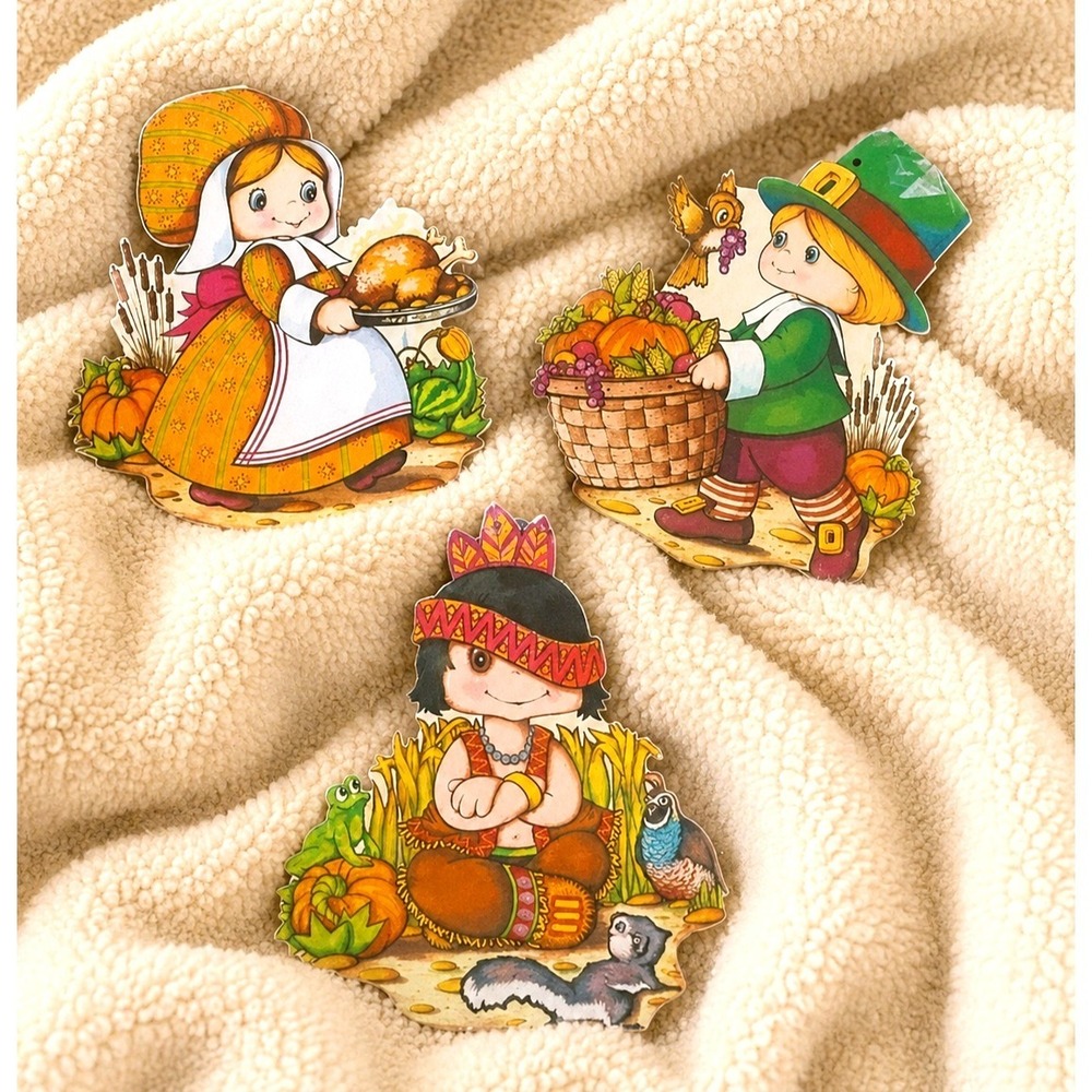 Vintage Beistle Thanksgiving Holiday Fall Autumn Die Cut Decorations Lot of 3